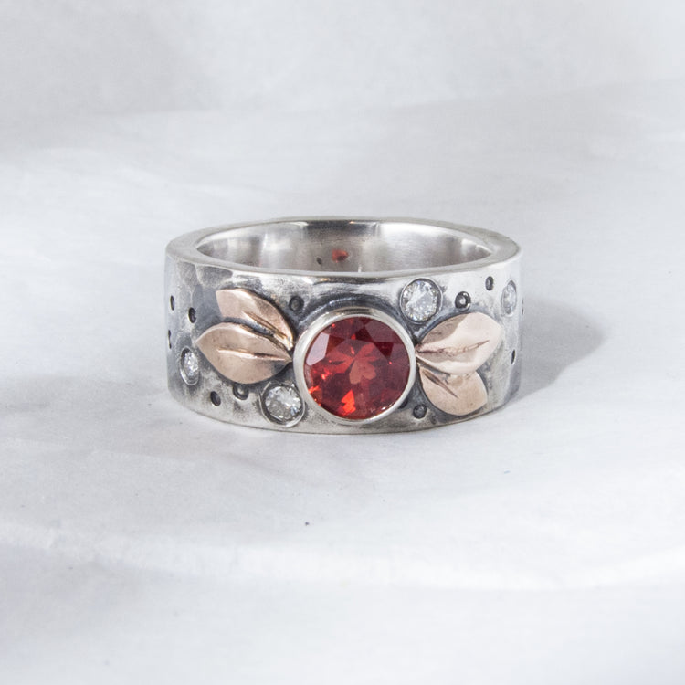 9mm Botanical Leaf Diamond Ring sunset