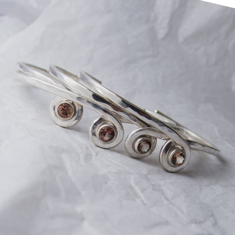 Silver Infinity Cuff Bracelet-Oregon Sunstone