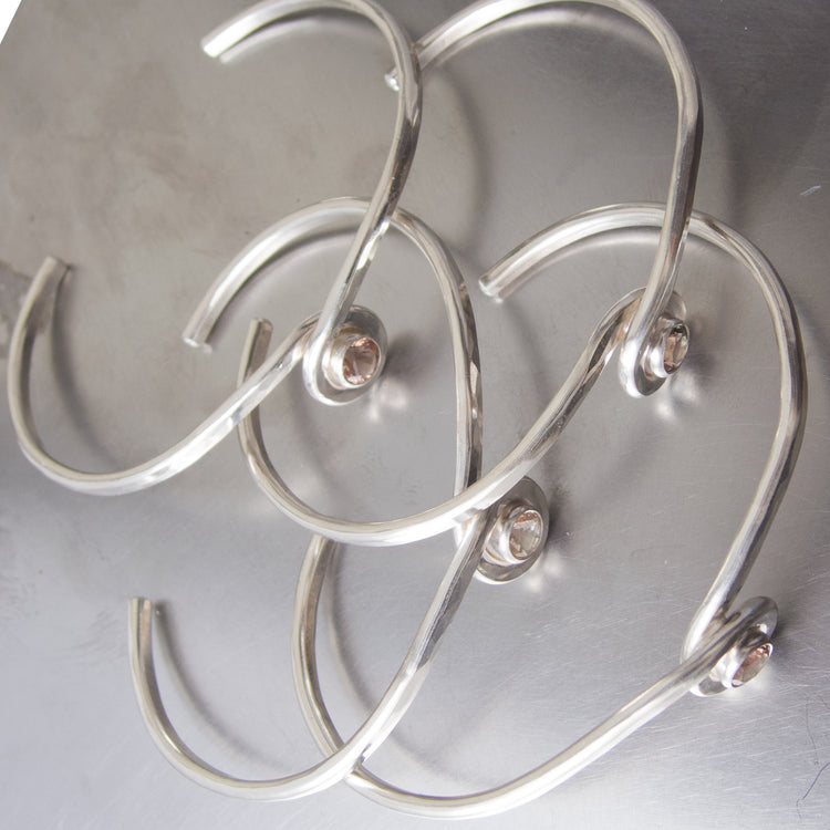 Silver Infinity Cuff Bracelet-Oregon Sunstone