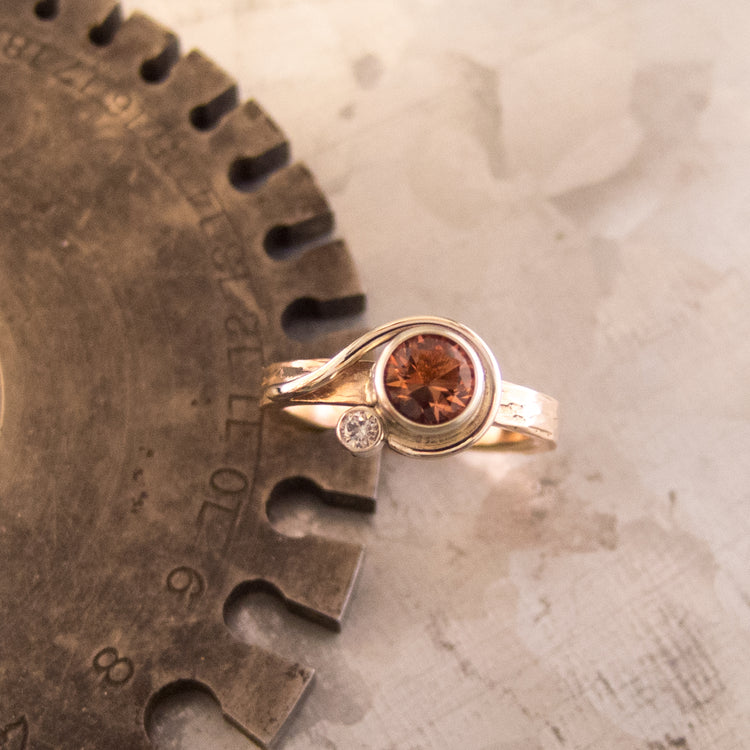 Lasso Bezel Set Sunstone Ring diamond