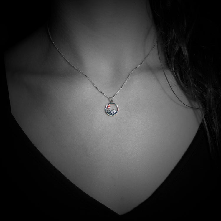 Mini Mountain Pendant on neck