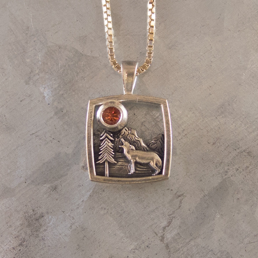 Mountain Home Sunstone Pendants-Dog or River
