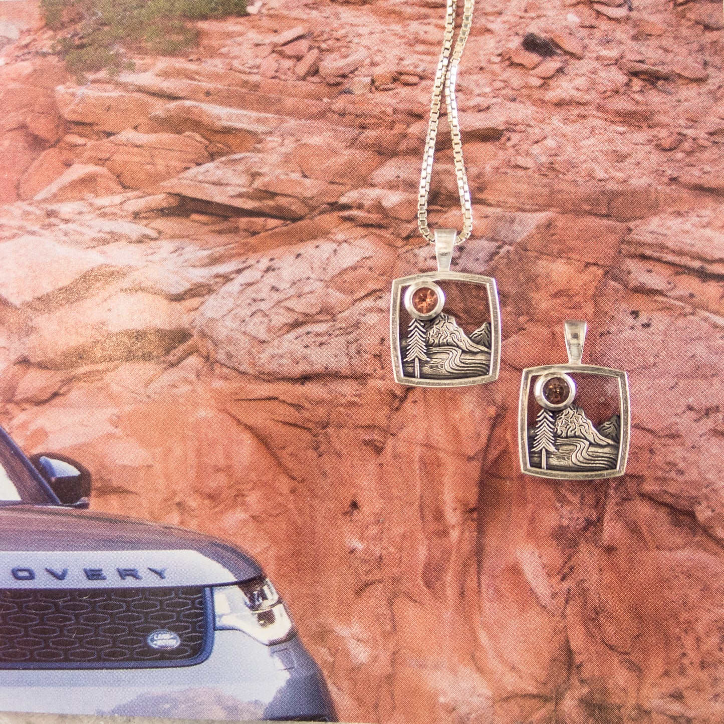 Mountain Home Sunstone Pendants-Dog or River