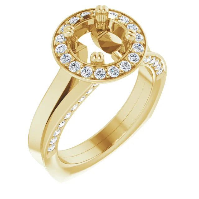 Sunstone Halo Ring yellow gold