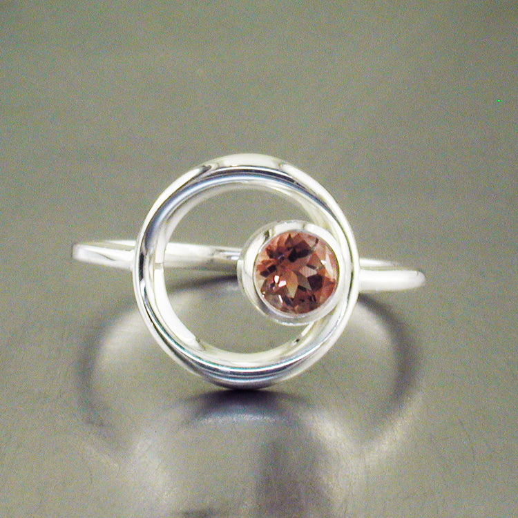Silver Sunstone Orbit Ring