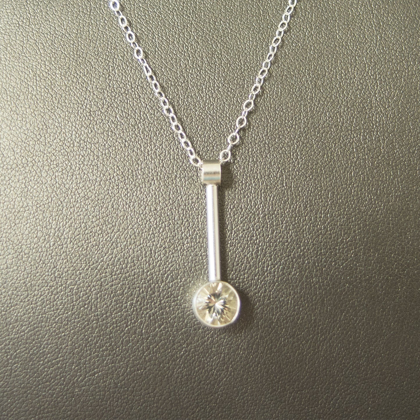 Modern Bar Necklace with Champagne Sunstone