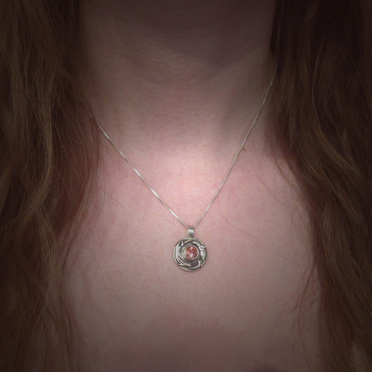 Silver Playful Otter Pendant with Sunstone