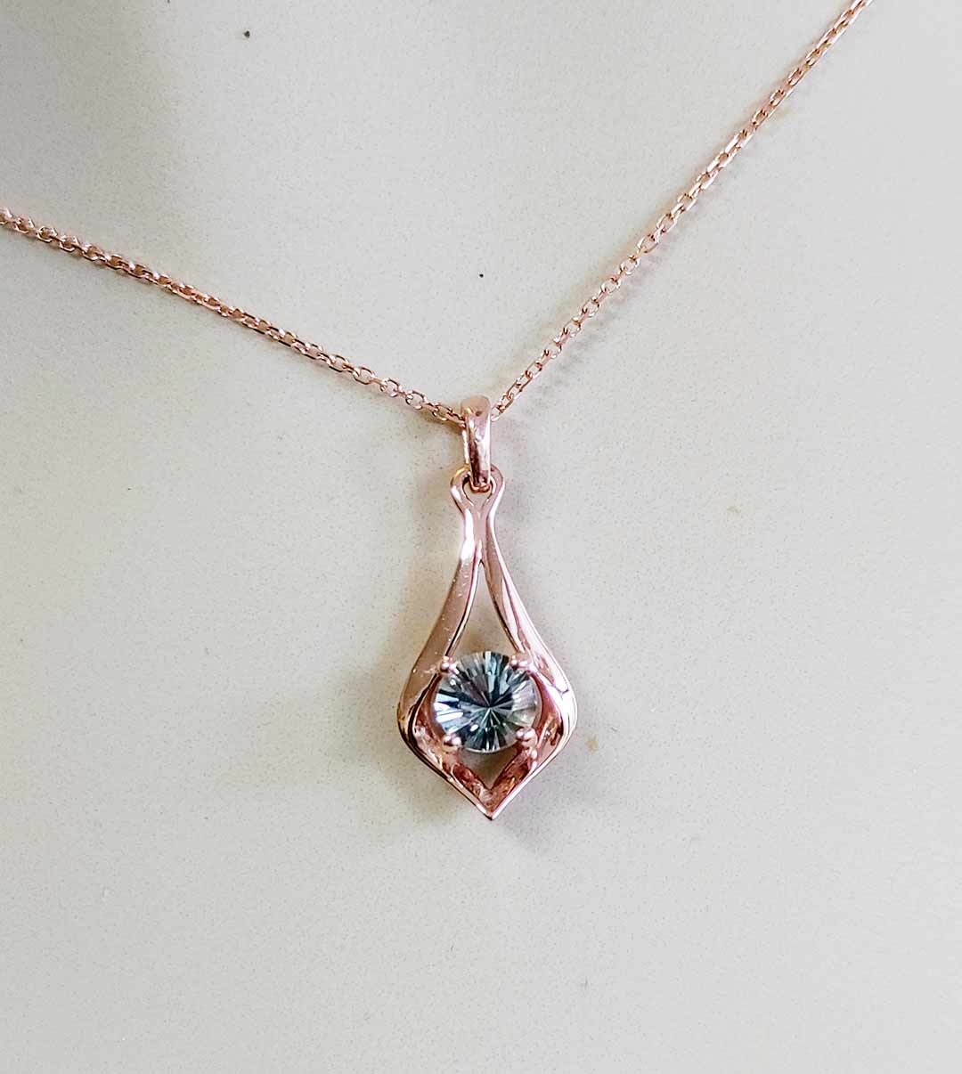 Petite Gold "Romance Necklace"-Green Oregon Sunstone