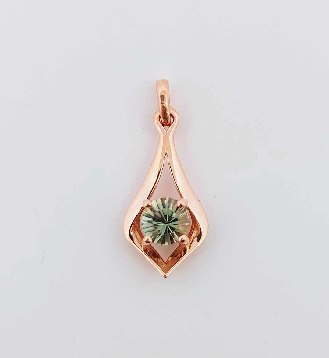 Petite Gold "Romance Necklace"-Green Oregon Sunstone