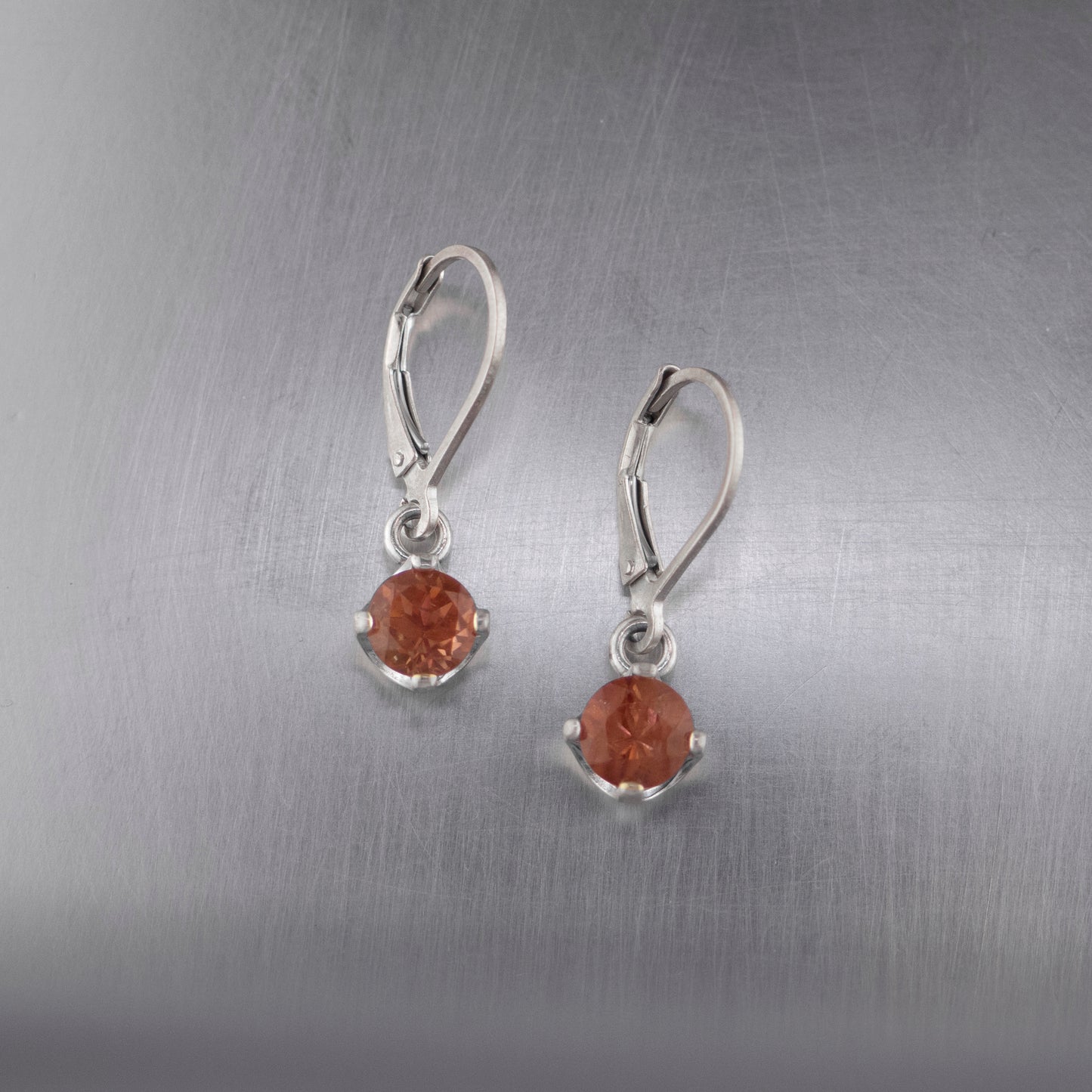 Silver Sunstone Dangle Earrings