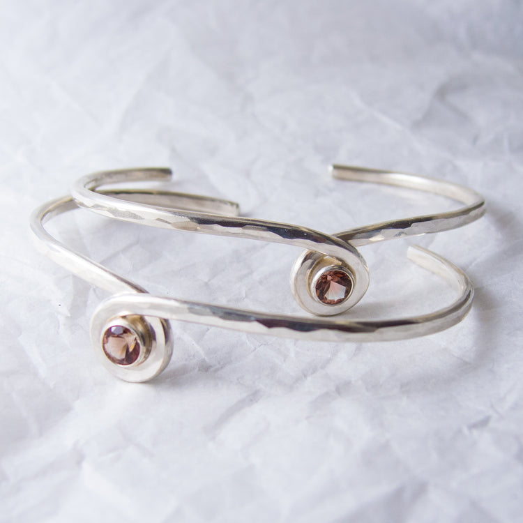 Silver Infinity Cuff Bracelet Oregon Sunstone