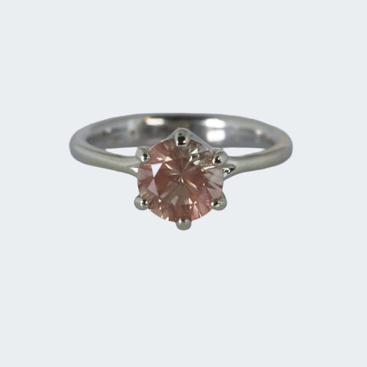 Solid Gold Oregon Sunstone Starburst Six Prong Solitaire Engagement Ring
