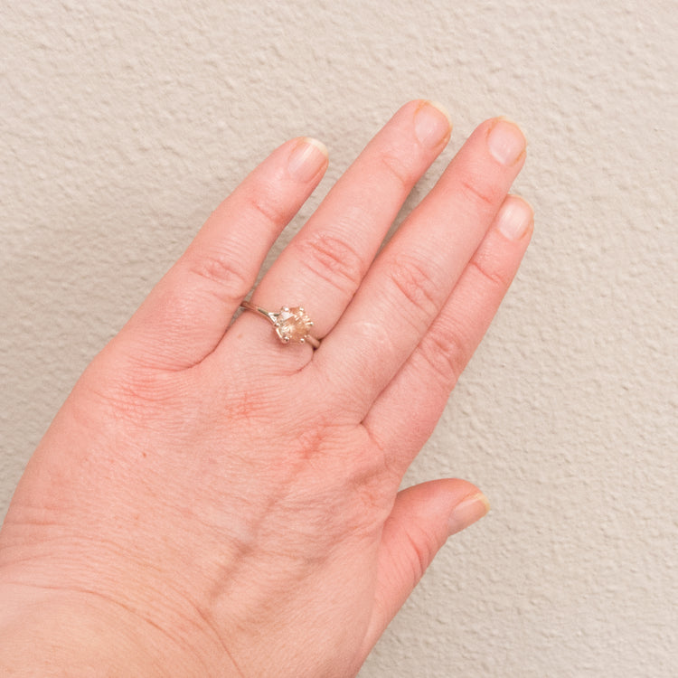 Starburst sunstone solitaire ring