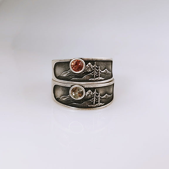 Sterling Silver "Three Peaks & Ponderosa Mountain Band"