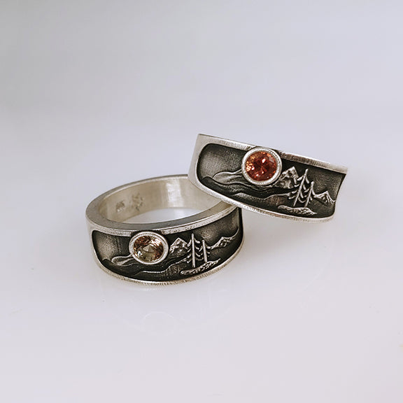 Sterling Silver "Three Peaks & Ponderosa Mountain Band"