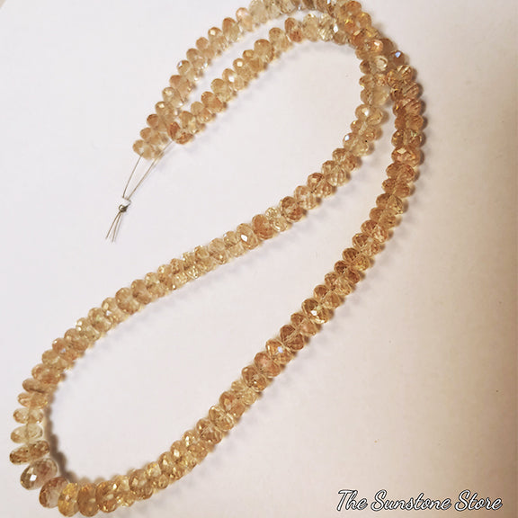Oregon Sunstone Faceted Rondelle Shape Beads