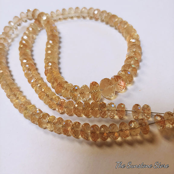 Oregon Sunstone Faceted Rondelle Shape Beads