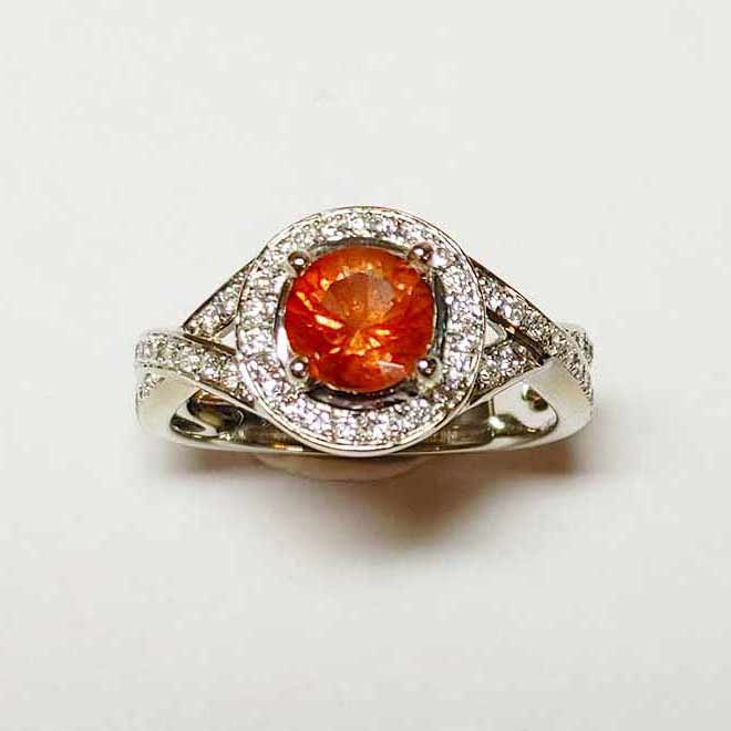 Very Special Diamond Halo Sunstone Wedding Set