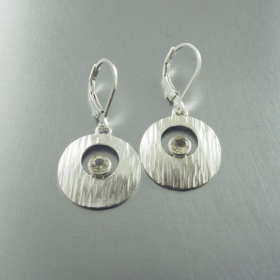 silver galilean moon dangle earring champagne bark