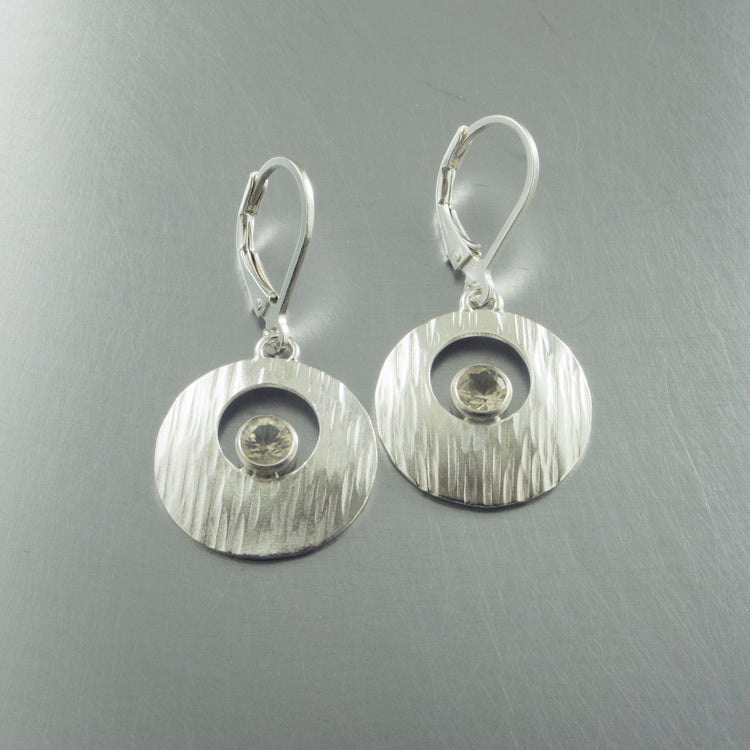 silver galilean moon dangle earring champagne bark