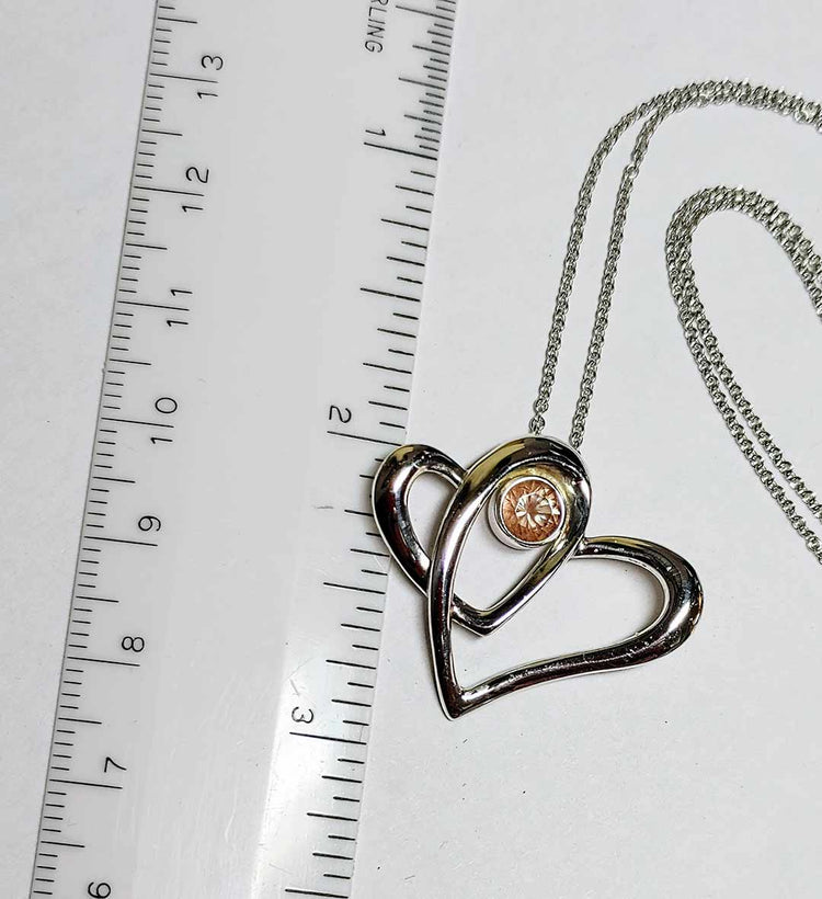 Sterling Silver "Two Hearts as One" Necklace with Oregon Sunstone
