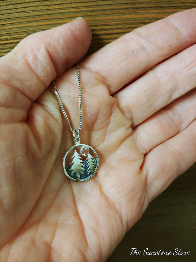 Two Pine Mountain Pendant or Bracelet with Oregon Sunstone
