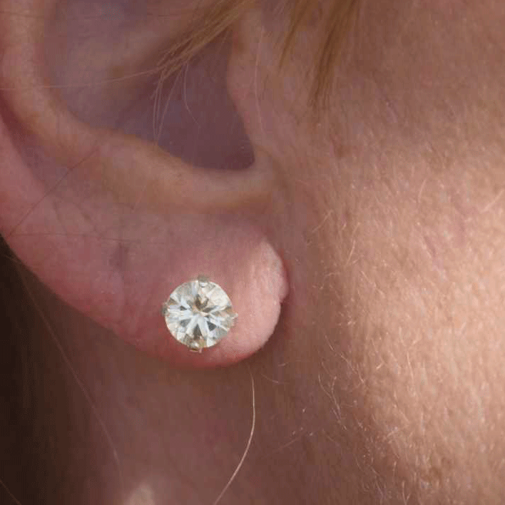Champagne Sunstone stud in silver.