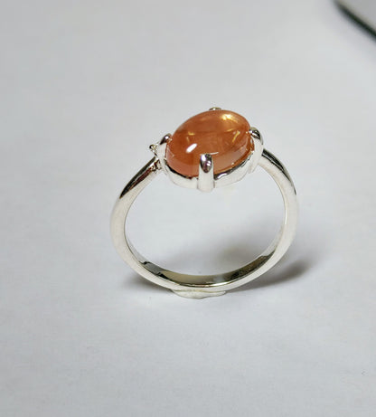 Sterling Silver Odyssey Sunstone Cabochon Ring