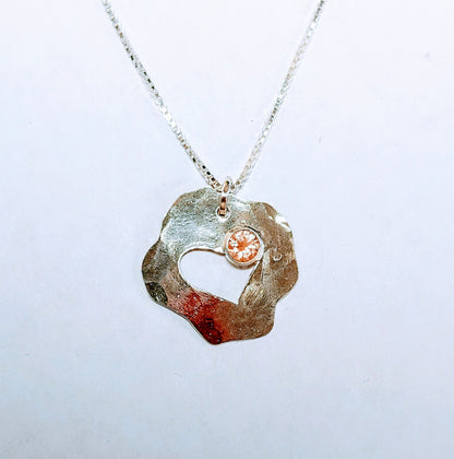 "My Heart" Sunstone Heart Necklace with Peach Oregon Sunstone