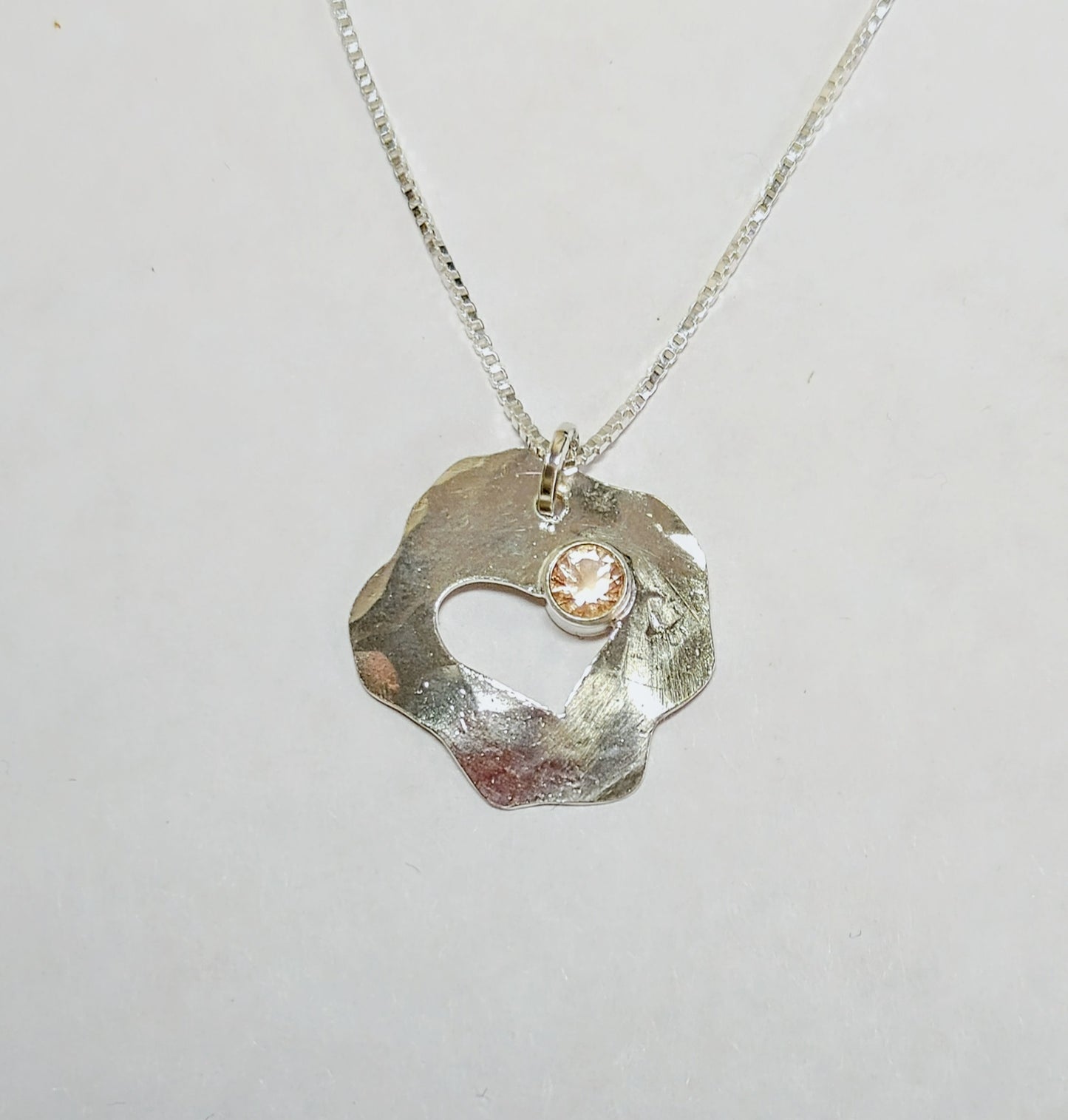 "My Heart" Sunstone Heart Necklace with Peach Oregon Sunstone