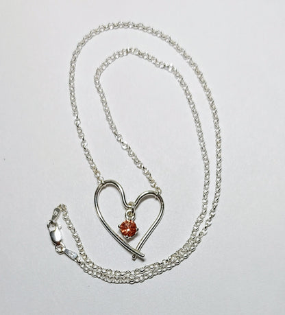 Valentine Heart Necklace with Oregon Sunstone.
