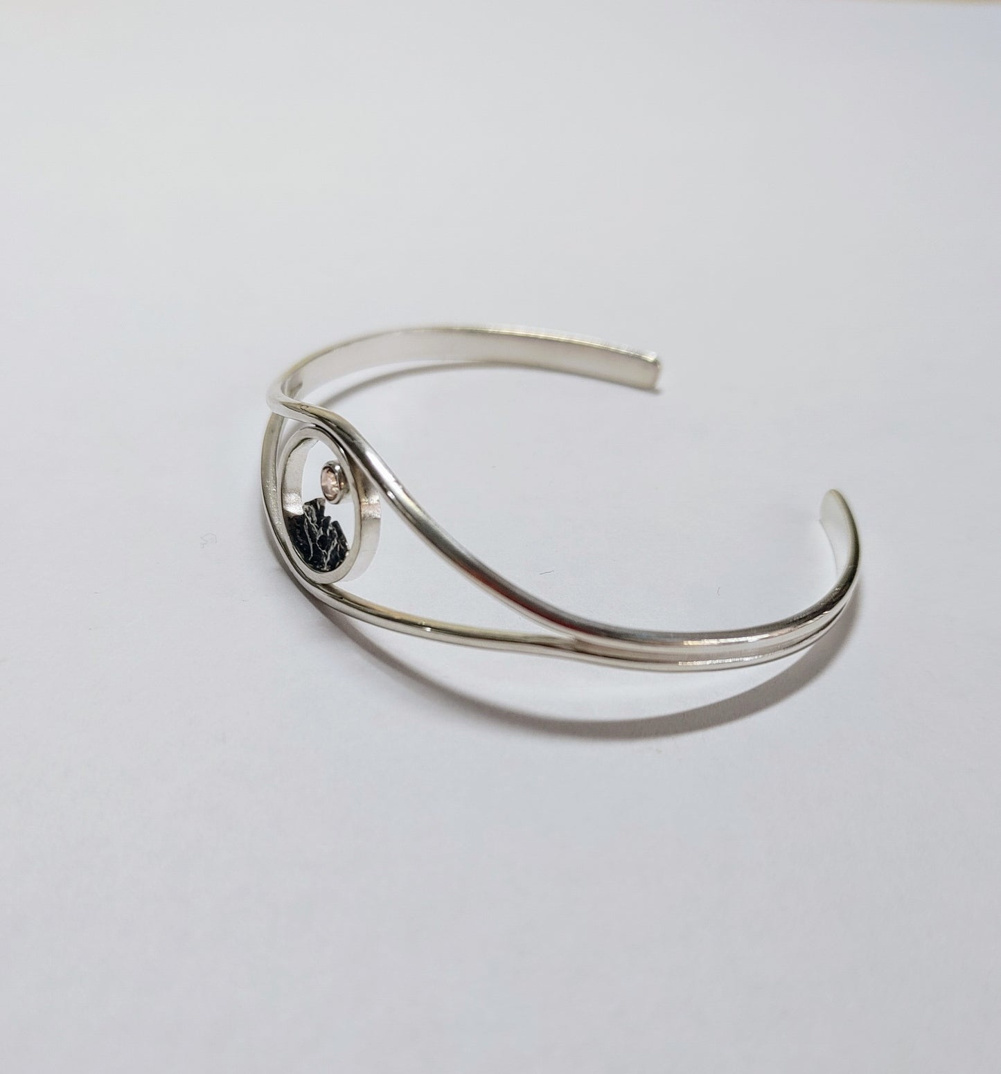 Mini Mountain Cuff Bracelet-Sterling Silver with Oregon Sunstone