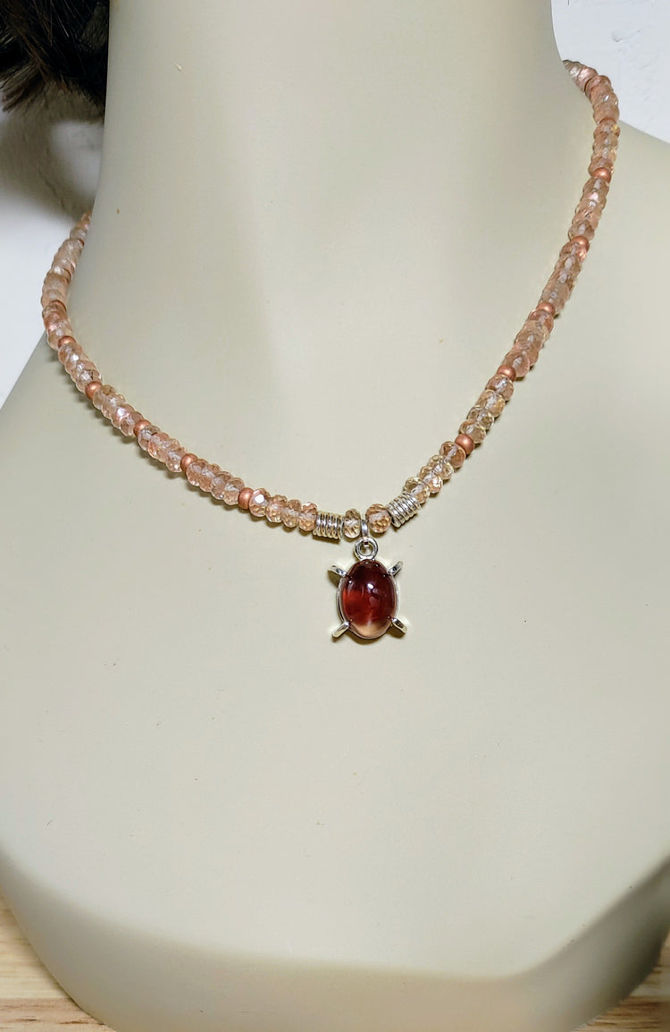 Oregon Sunstone Cabochon Bead Necklace