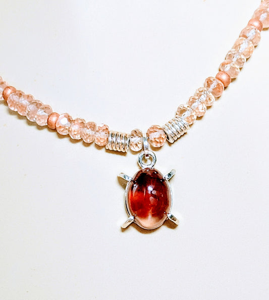 Oregon Sunstone Cabochon & Bead Necklace