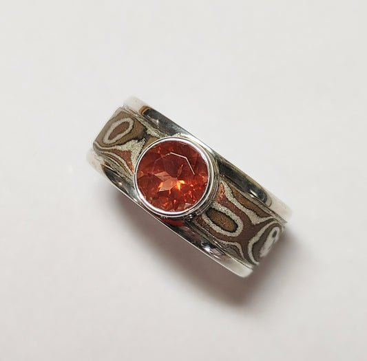 "BIG RED" Oregon Sunstone Mokume Gane Ring