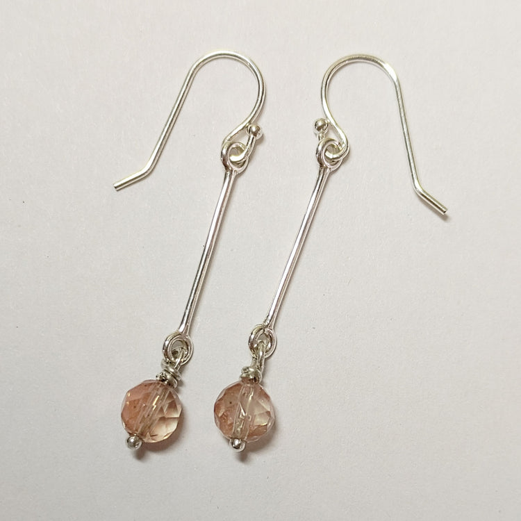 Silver "Sun Drop" Faceted Sunstone Bead