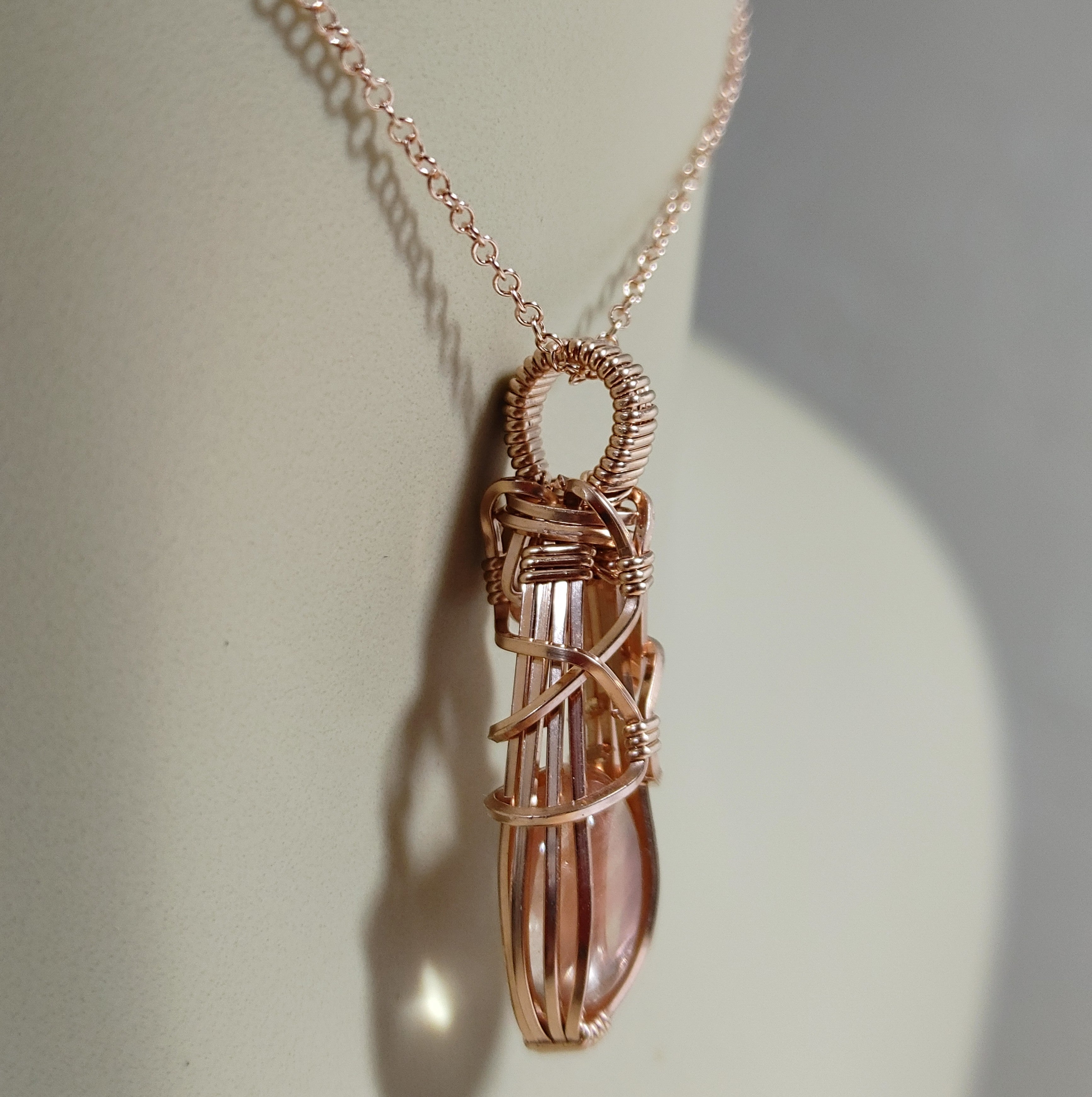 Rose Quartz Crystal Bead Wire Wrapped outlet in 14k Gold Filled Pendant Handmade