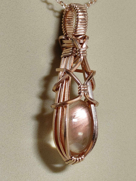 Black Sunstone wrapped in bare copper wire, wire wrapped pendant, wire weave deals pendant, wire wrapped jewelry, wire wrapped necklace (851)