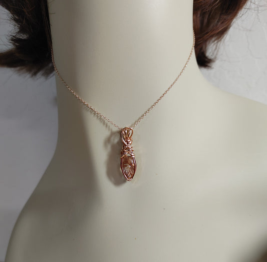Oval Sunstone-Rose Gold, Faceted Wire Wrap Pendant