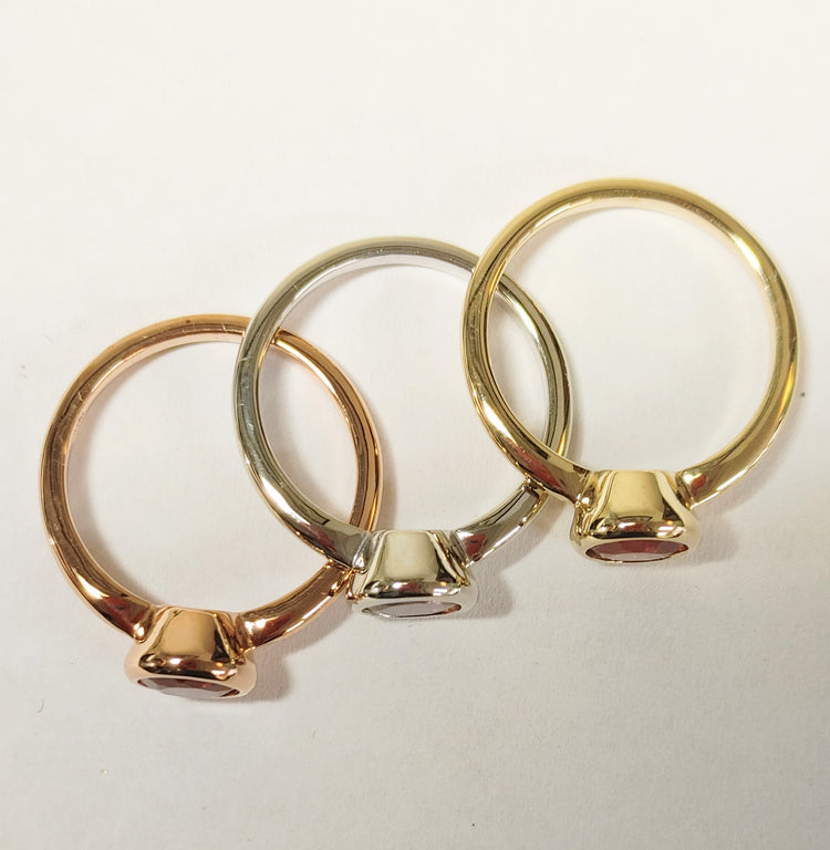 Solid Gold "Everlasting" Sunstone Bezel Ring