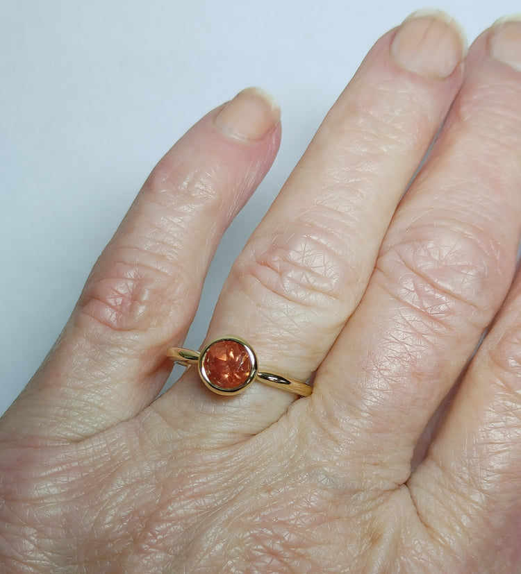Solid Gold "Everlasting" Sunstone Bezel Ring