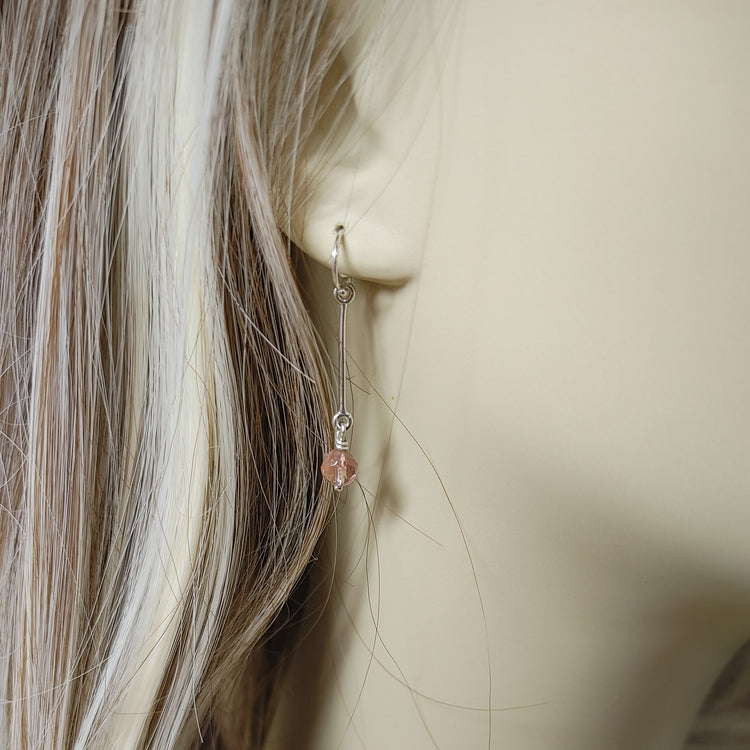 Silver "Sun Drop" Faceted Sunstone Bead