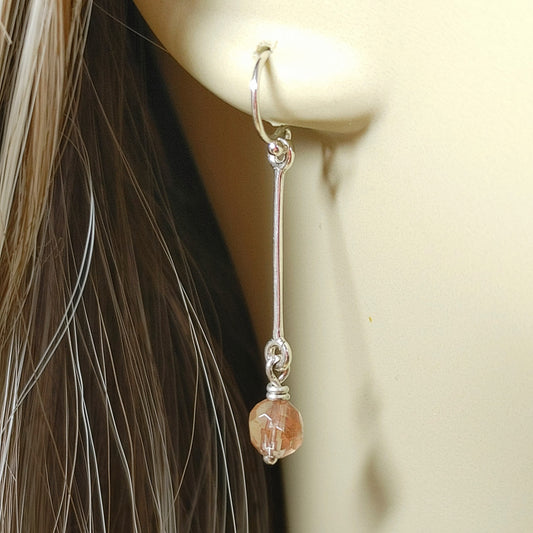 Silver "Sun Drop" Faceted Sunstone Bead