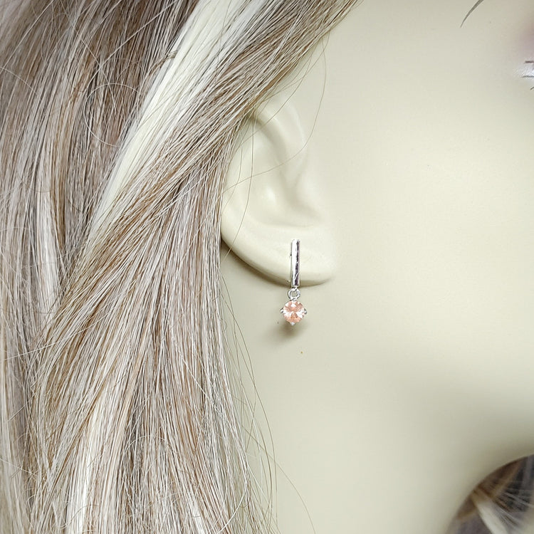 Silver "Sunbeam Earrings" Sunstone Dangle with Post