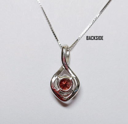 "Infinity Necklace" White Gold, Bright Red Sunstone