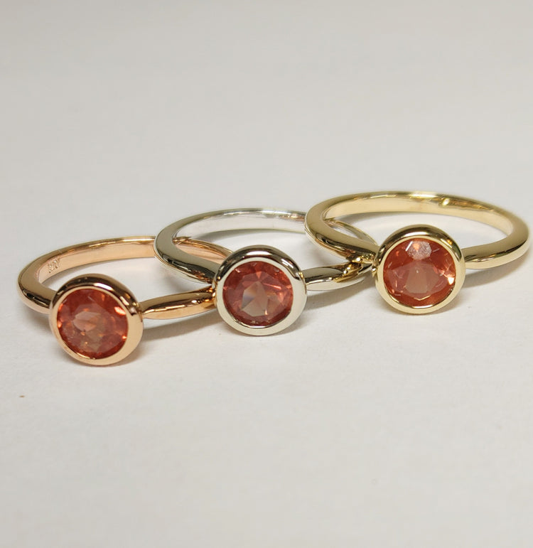 Solid Gold "Everlasting" Sunstone Bezel Ring
