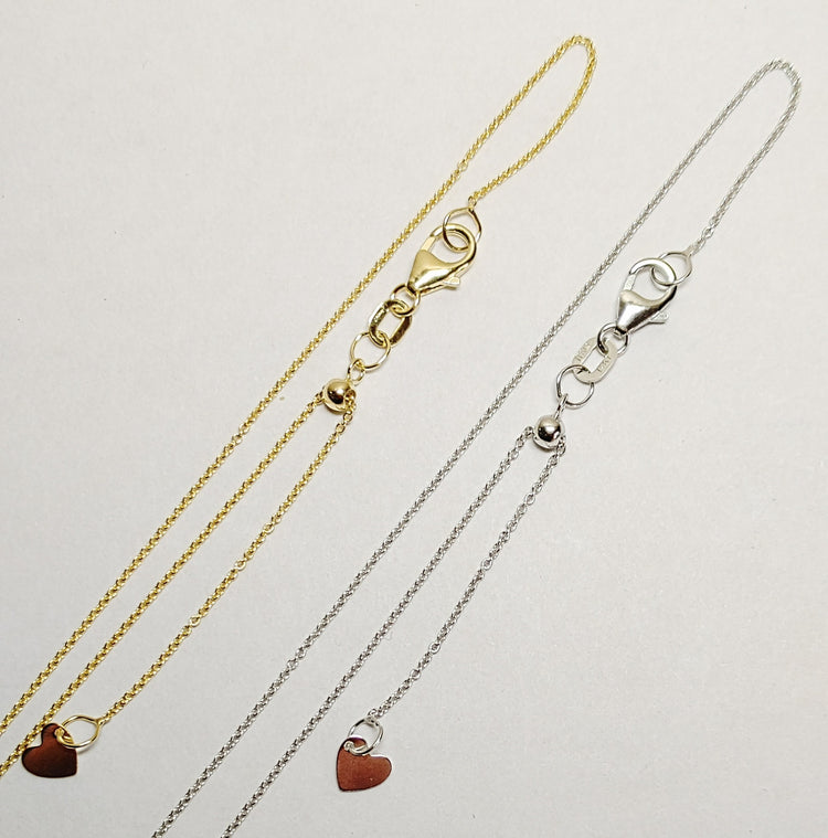 14K Sparkling Heart Adjustable Gold Chain