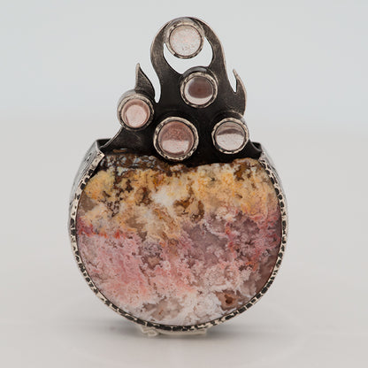 Fantastic Cauldron Pendant-Oregon Sunstone and Plume Agate