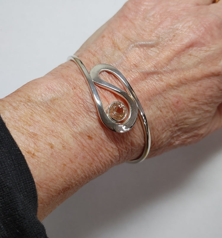 "Ebb & Flow" Double Sunstone Cuff Bracelet