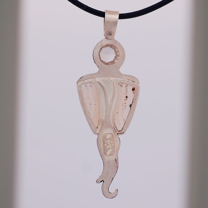 Oregon Sunstone & Spotted Montana Agate Pendant set in Sterling Silver